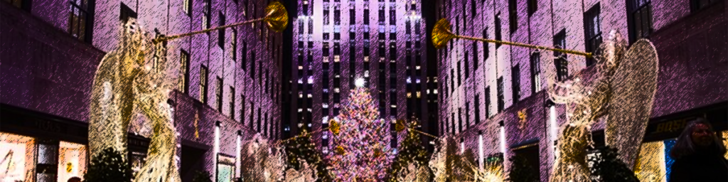 Stylized image of the Christmas Tree at Rockefeller Center, NyC